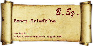 Bencz Szimóna névjegykártya